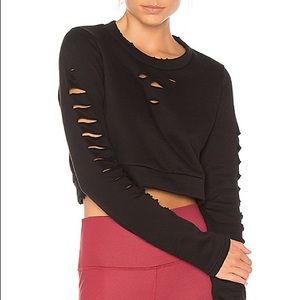 NWT ALO Yoga Ripped Warrior Crop Sweatshirt